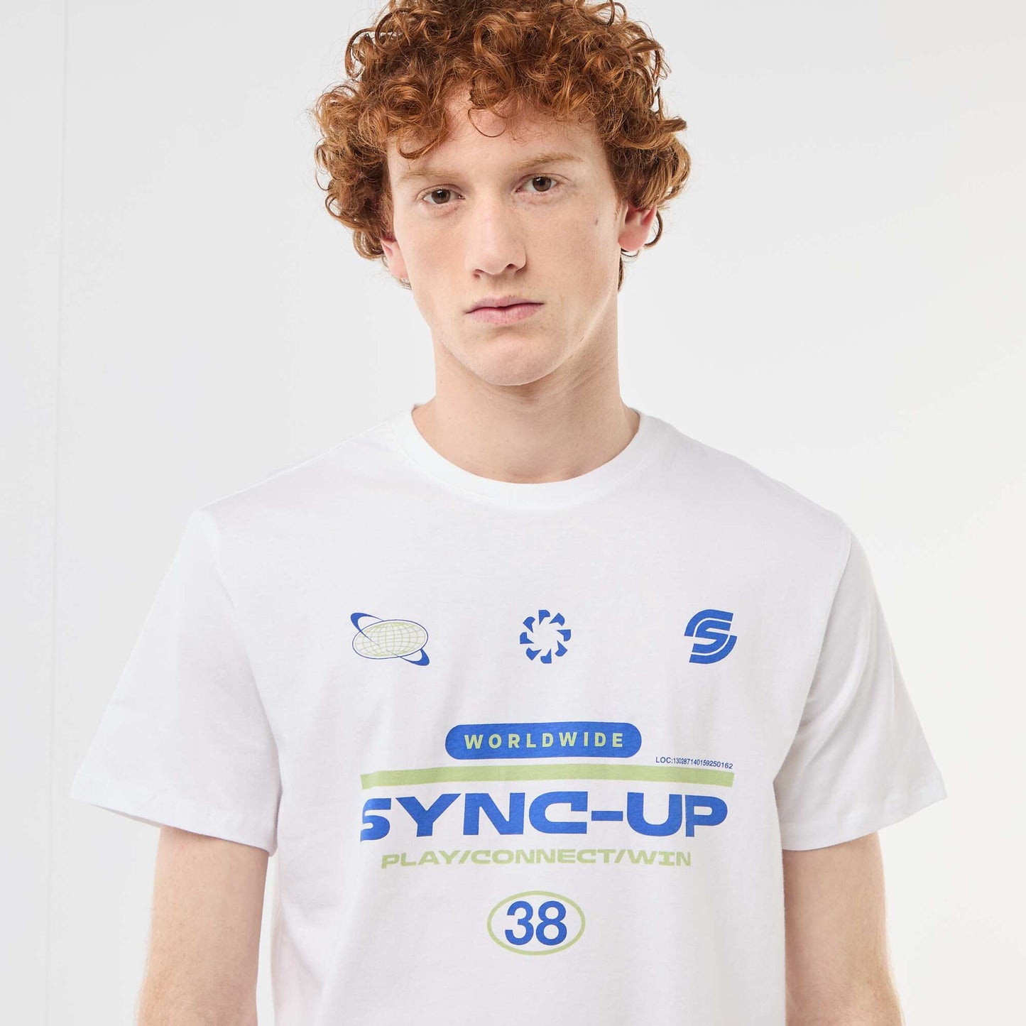 Solid Cotton Placement Print T-Shirt WHITE
