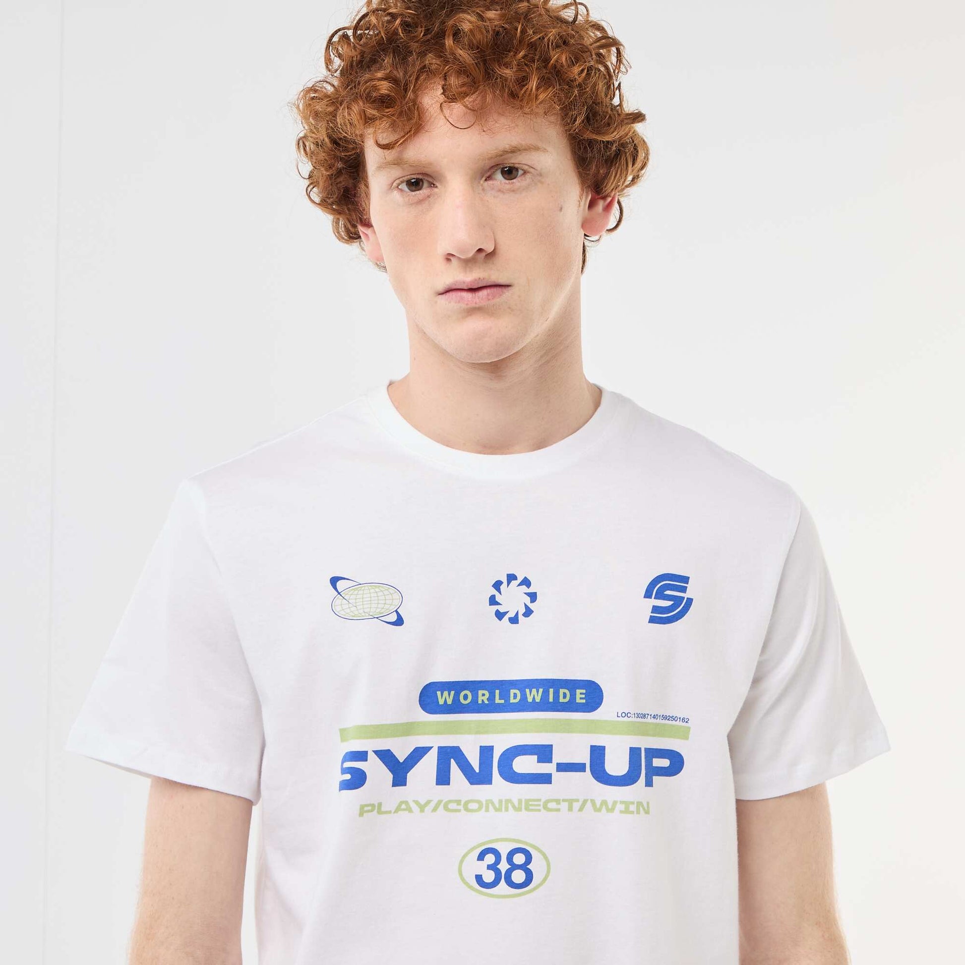 Solid Cotton Placement Print T-Shirt WHITE