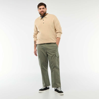 Multi-pocket straight leg / regular fit trousers GREEN