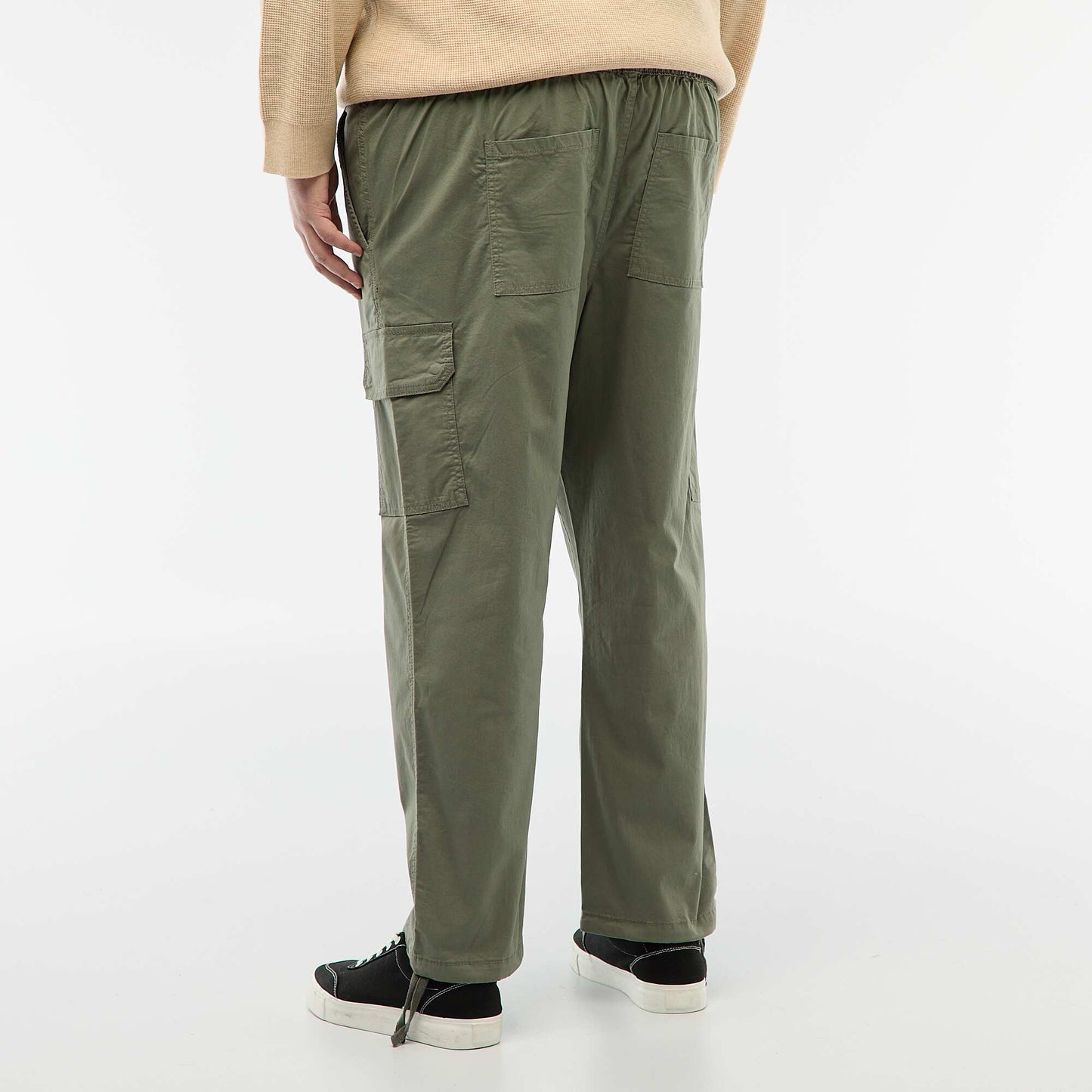 Multi-pocket straight leg / regular fit trousers GREEN