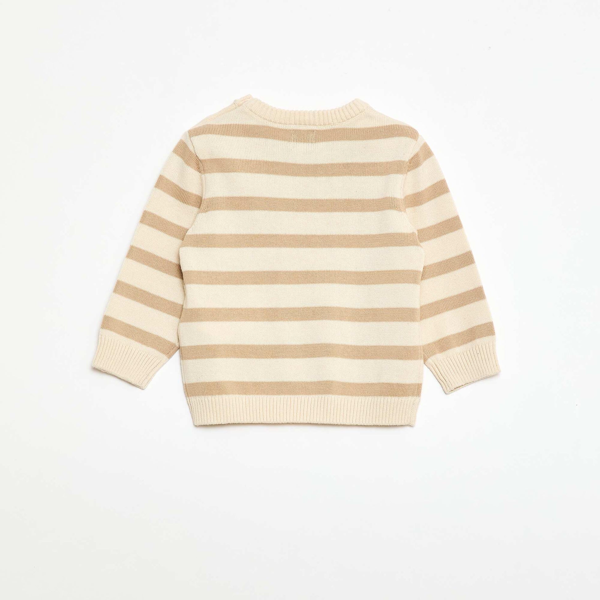 Fine knit button-neck sweater WHITE