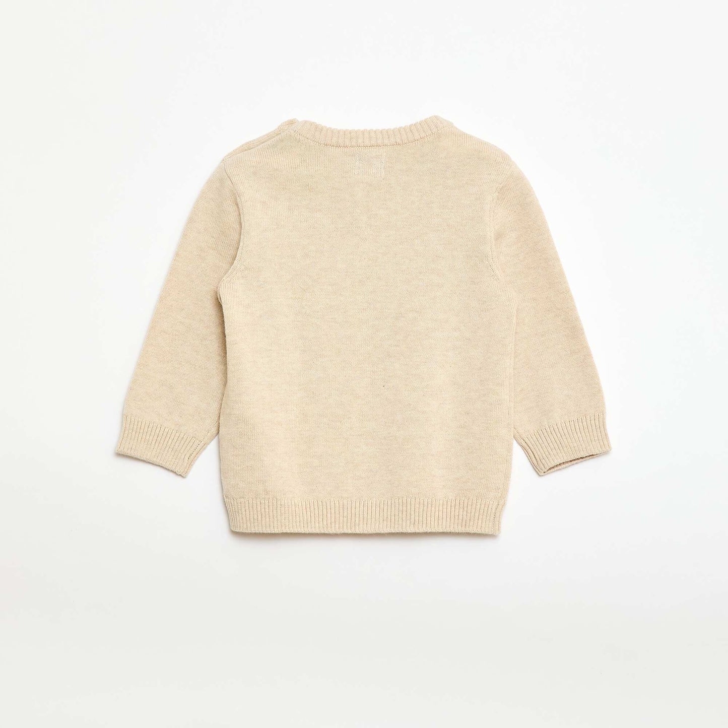 Fine knit button-neck sweater BEIGE