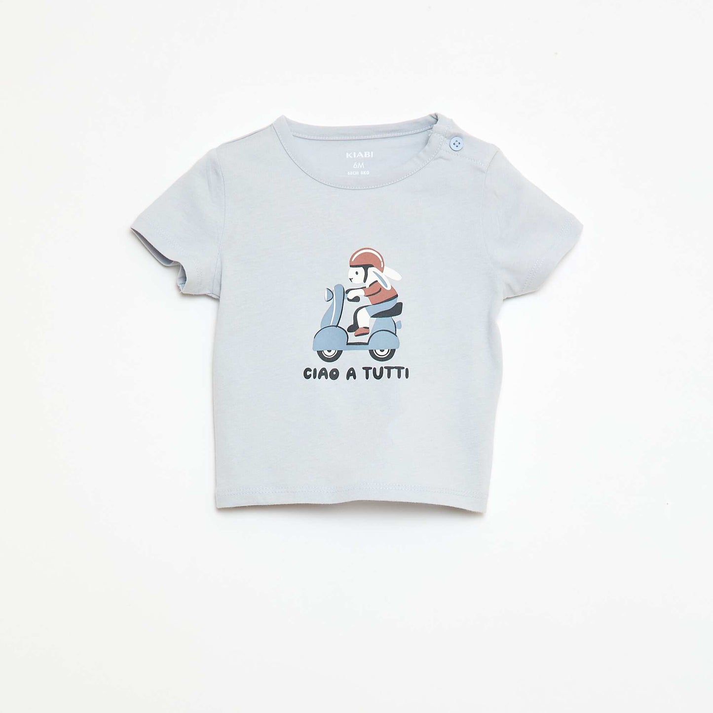 Short-sleeved cotton jersey T-shirt BLUE