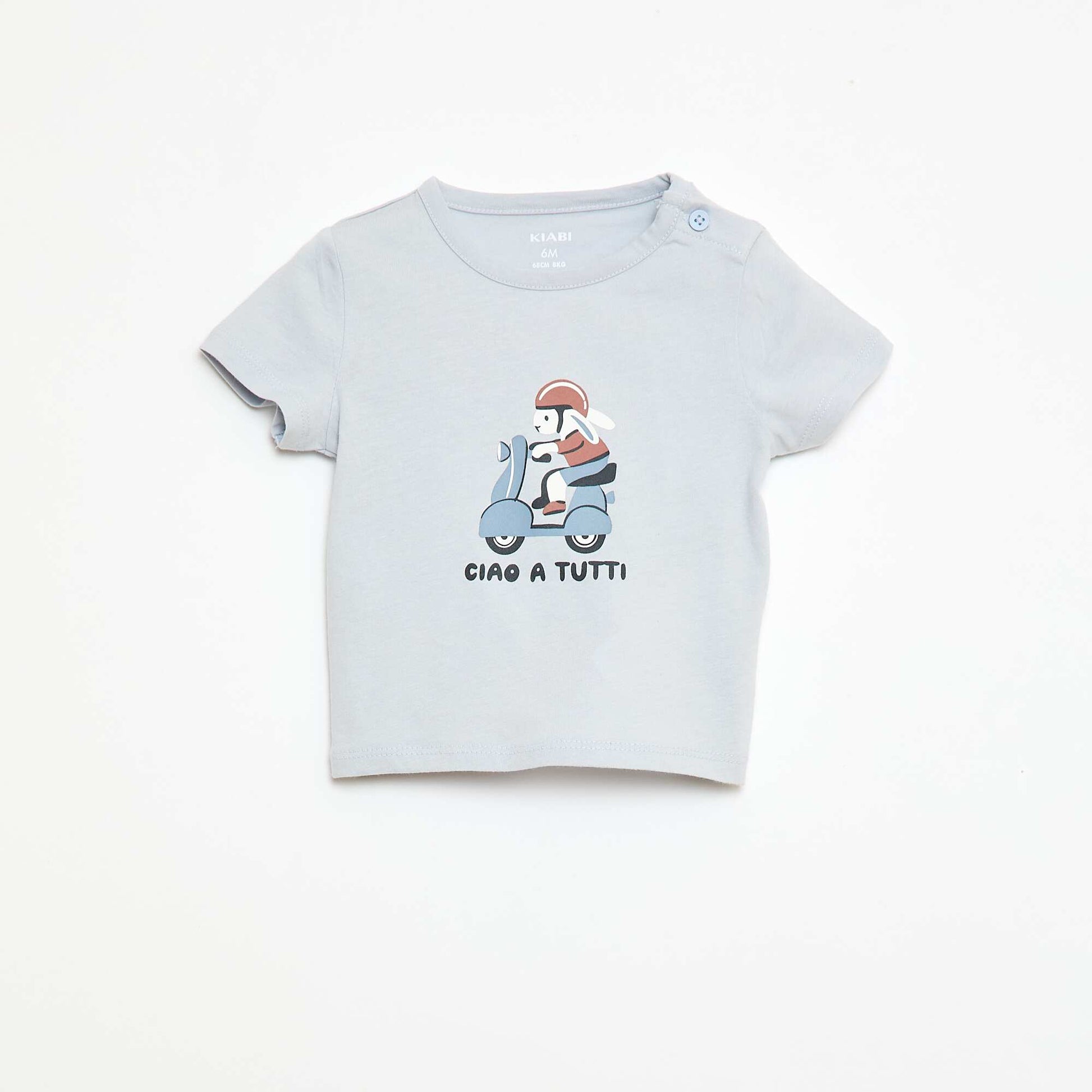 Short-sleeved cotton jersey T-shirt BLUE