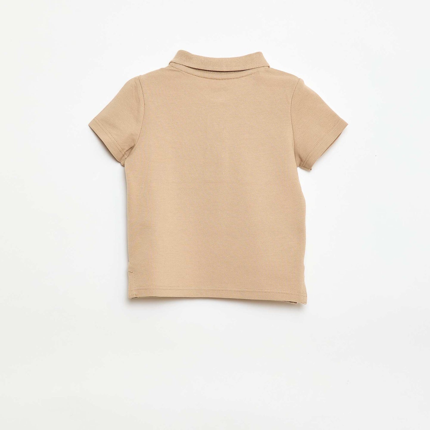 Short-Sleeved Piqué Cotton Polo Shirt BEIGE