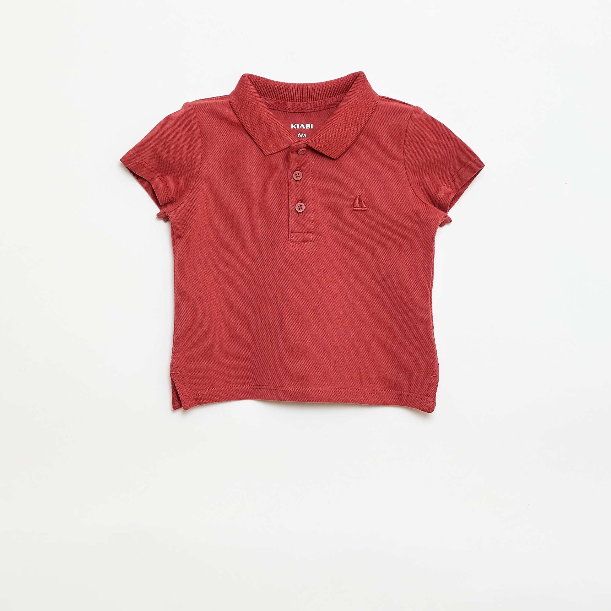 Short-Sleeved Piqué Cotton Polo Shirt BROWN