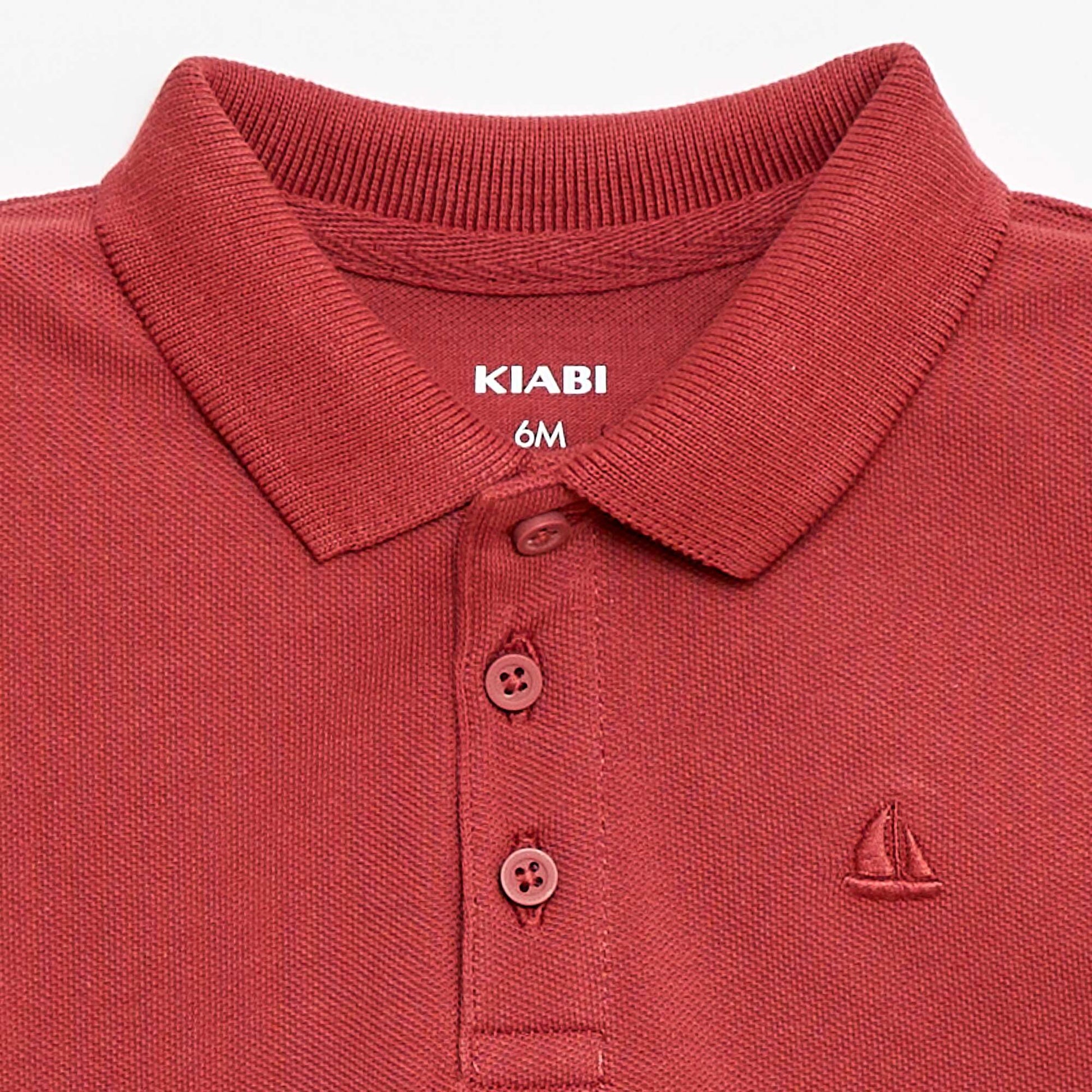 Short-Sleeved Piqué Cotton Polo Shirt BROWN