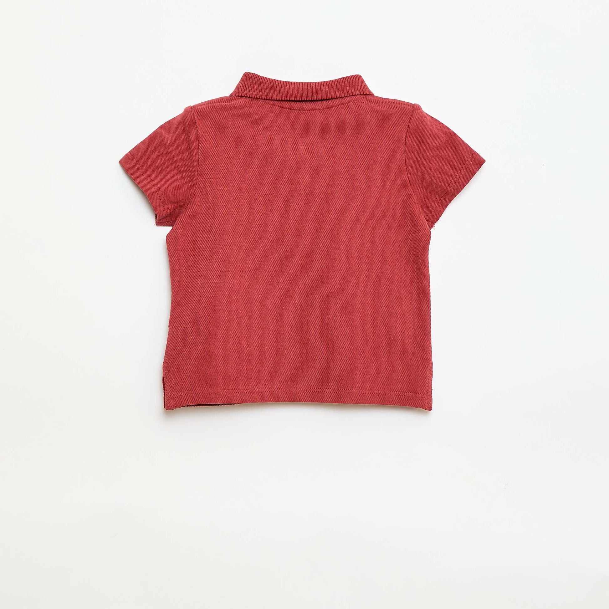 Short-Sleeved Piqué Cotton Polo Shirt BROWN