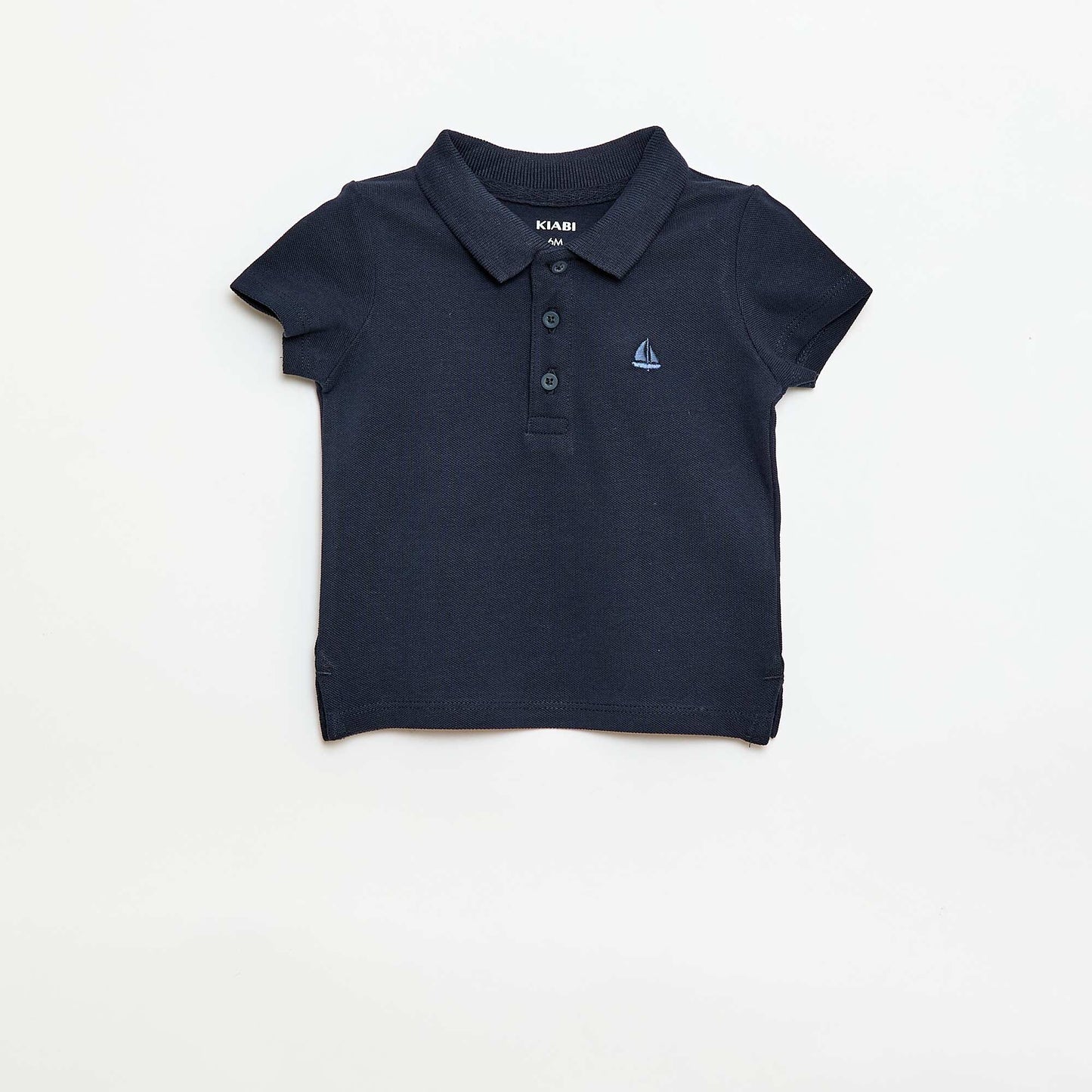 Short-Sleeved Piqué Cotton Polo Shirt BLUE