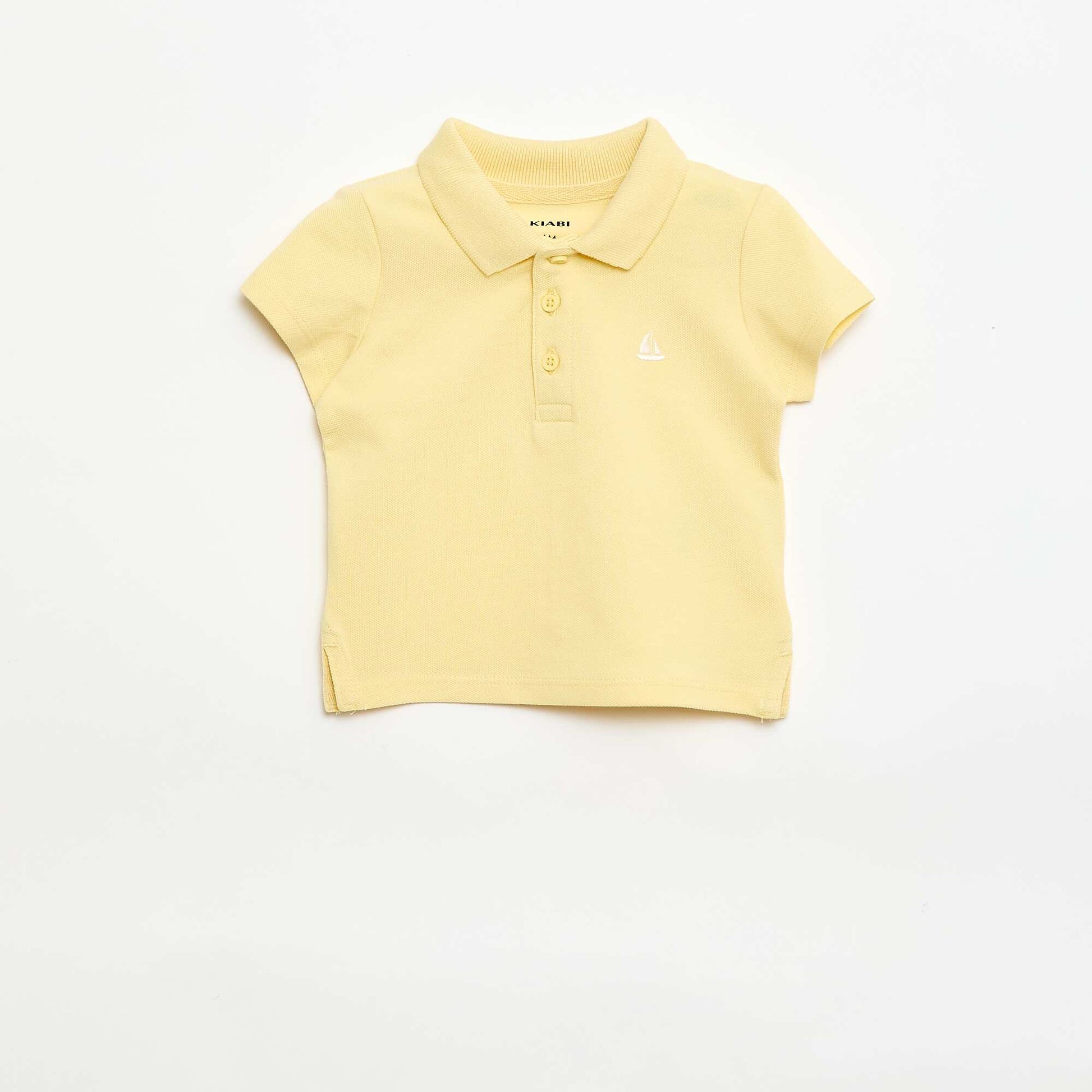 Short-Sleeved Piqué Cotton Polo Shirt YELLOW