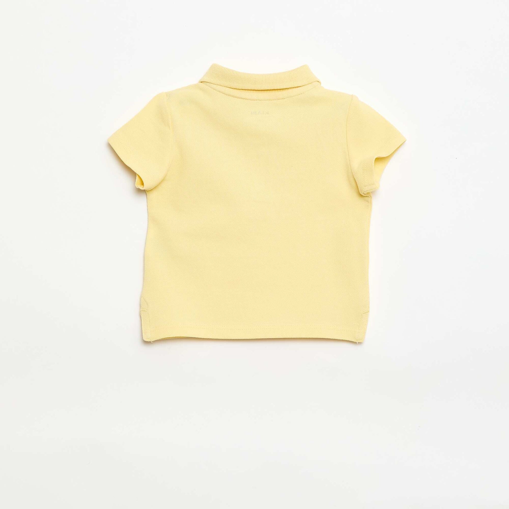 Short-Sleeved Piqué Cotton Polo Shirt YELLOW