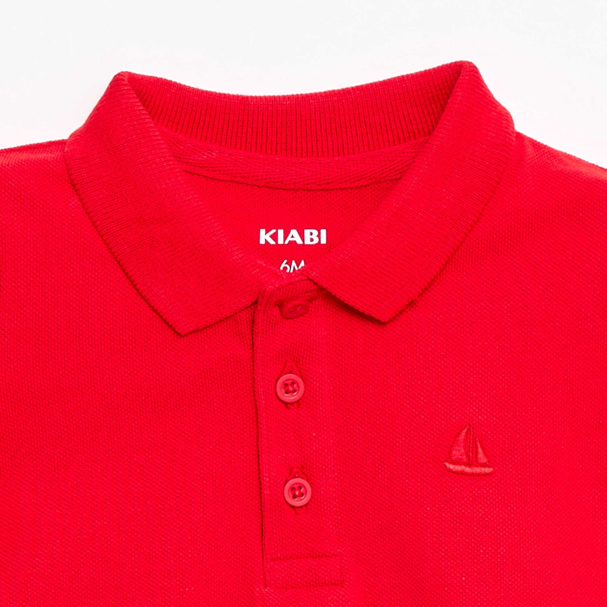 Short-Sleeved Piqué Cotton Polo Shirt RED