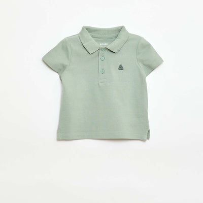 Short-Sleeved Piqué Cotton Polo Shirt GREEN