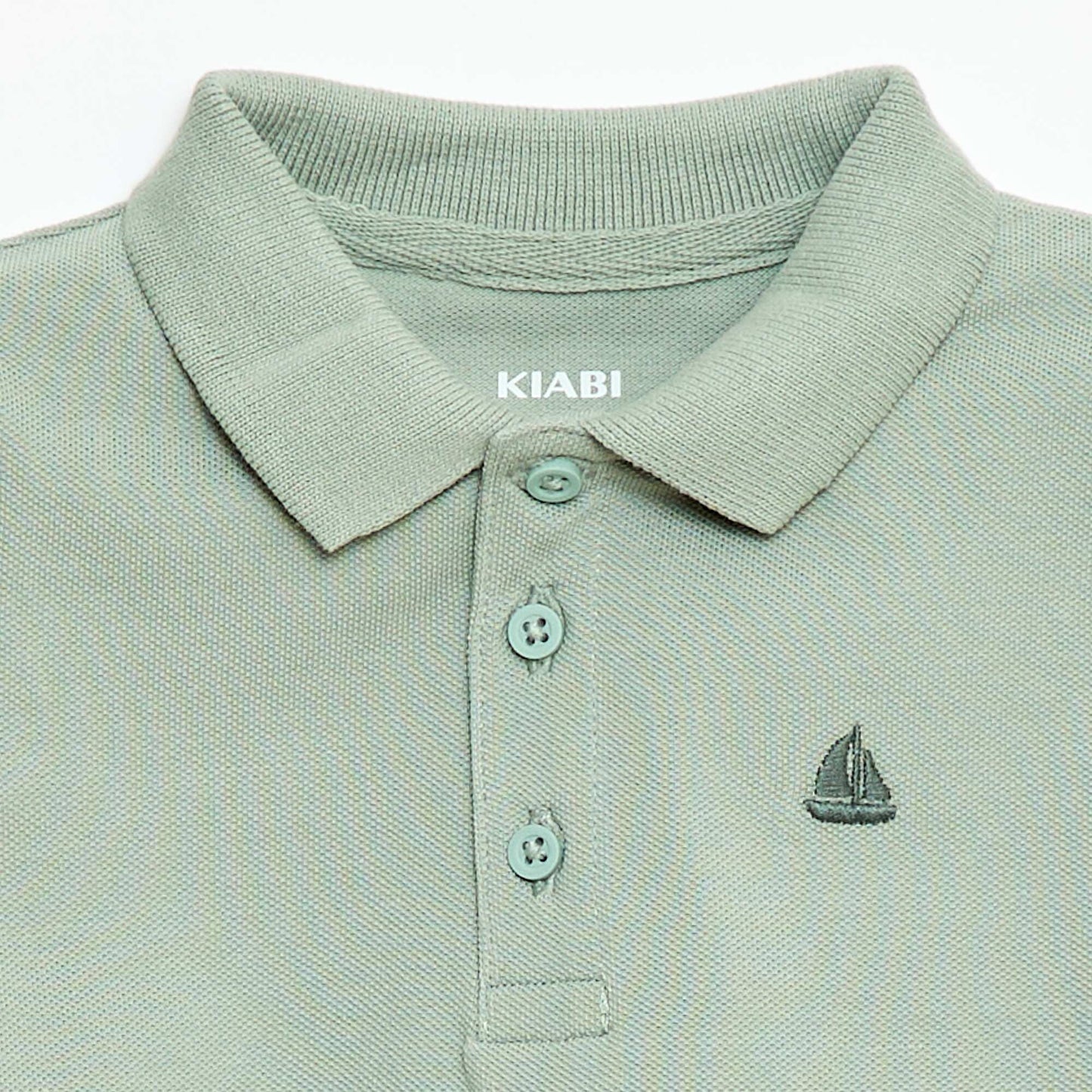 Short-Sleeved Piqué Cotton Polo Shirt GREEN