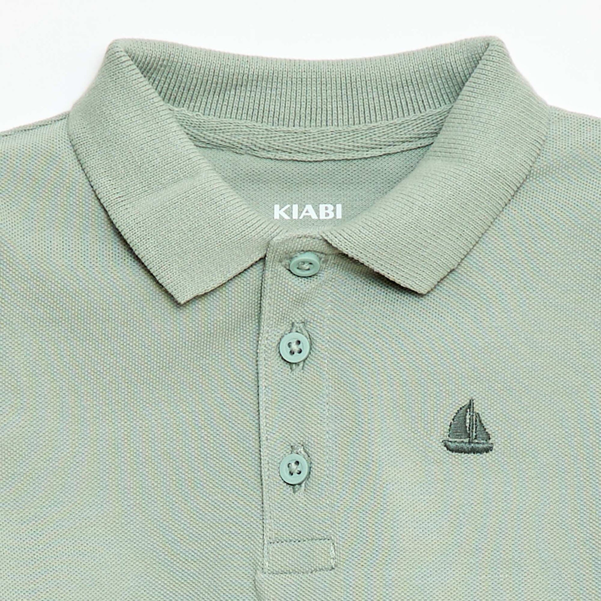 Short-Sleeved Piqué Cotton Polo Shirt GREEN
