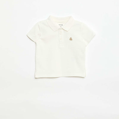 Short-Sleeved Piqué Cotton Polo Shirt WHITE