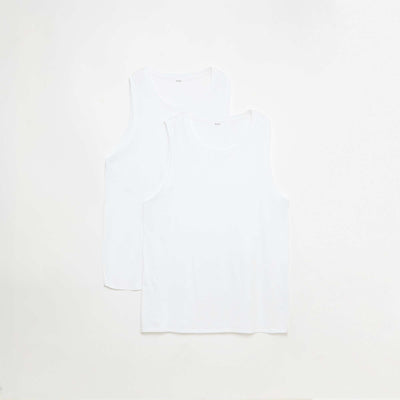 Jersey Knit Tank Top Set - 2 Pack WHITE