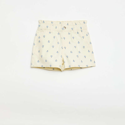 All-Over Print Cotton Shorts BEIGE