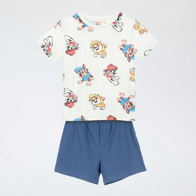Patrol' all-over cotton pajama set GREY