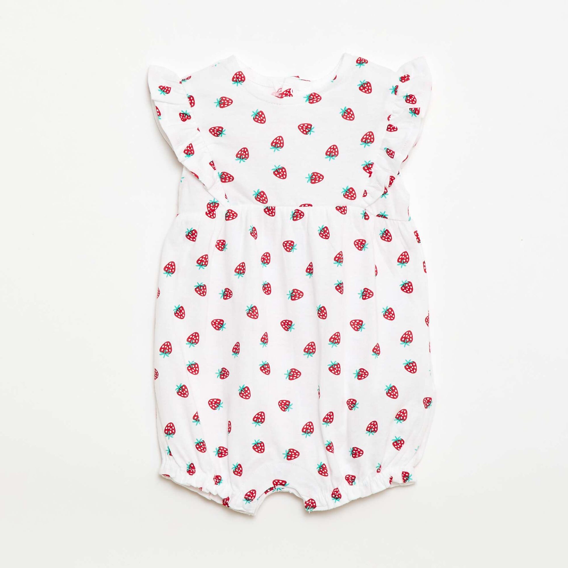 Printed Cotton Jersey Romper WHITE