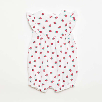 Printed Cotton Jersey Romper WHITE