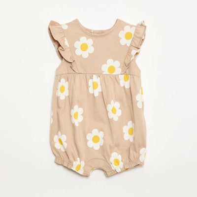 Printed Cotton Jersey Romper BEIGE