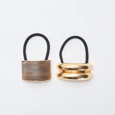 2-Pack Hair Ties with Jewels BLACK