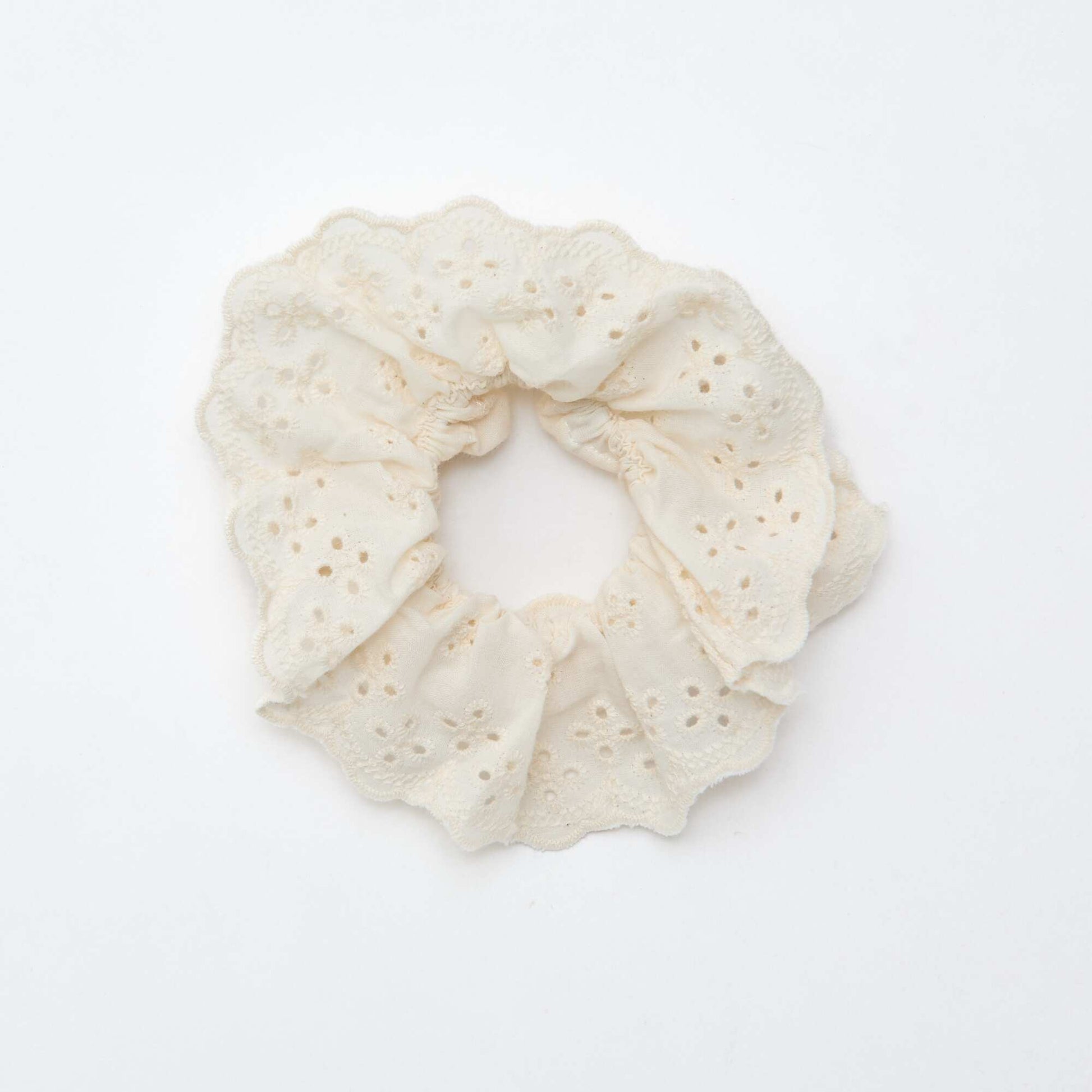 Eyelet Embroidery Scrunchie WHITE