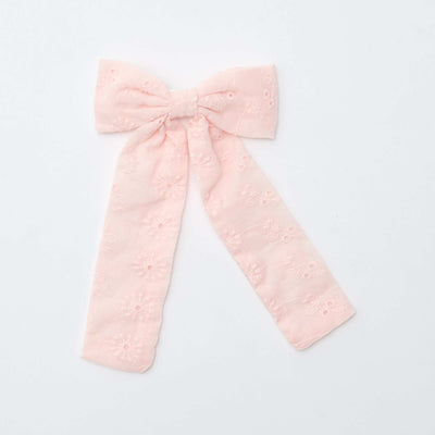 Crocodile Hair Clip with Fancy Knot and Ribbon PINK