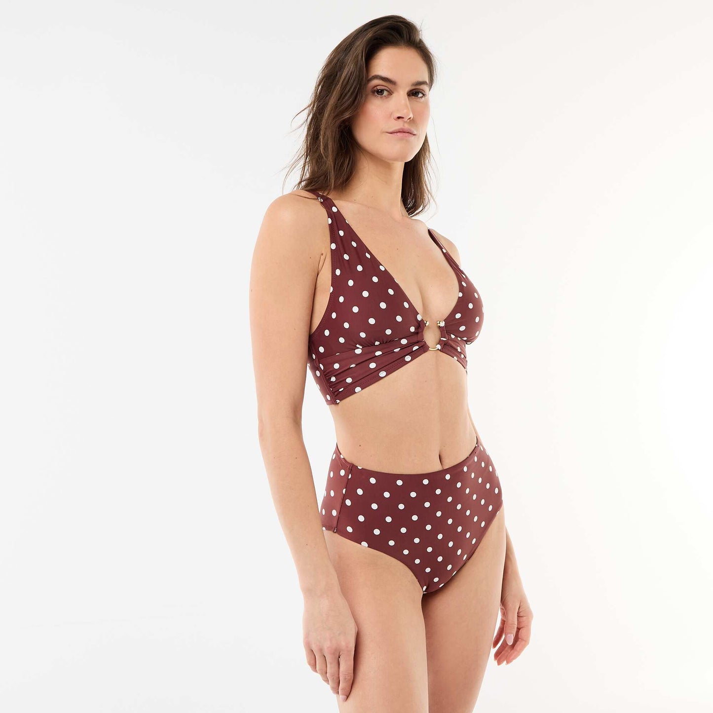 High-waisted shapewear bikini bottoms BROWN