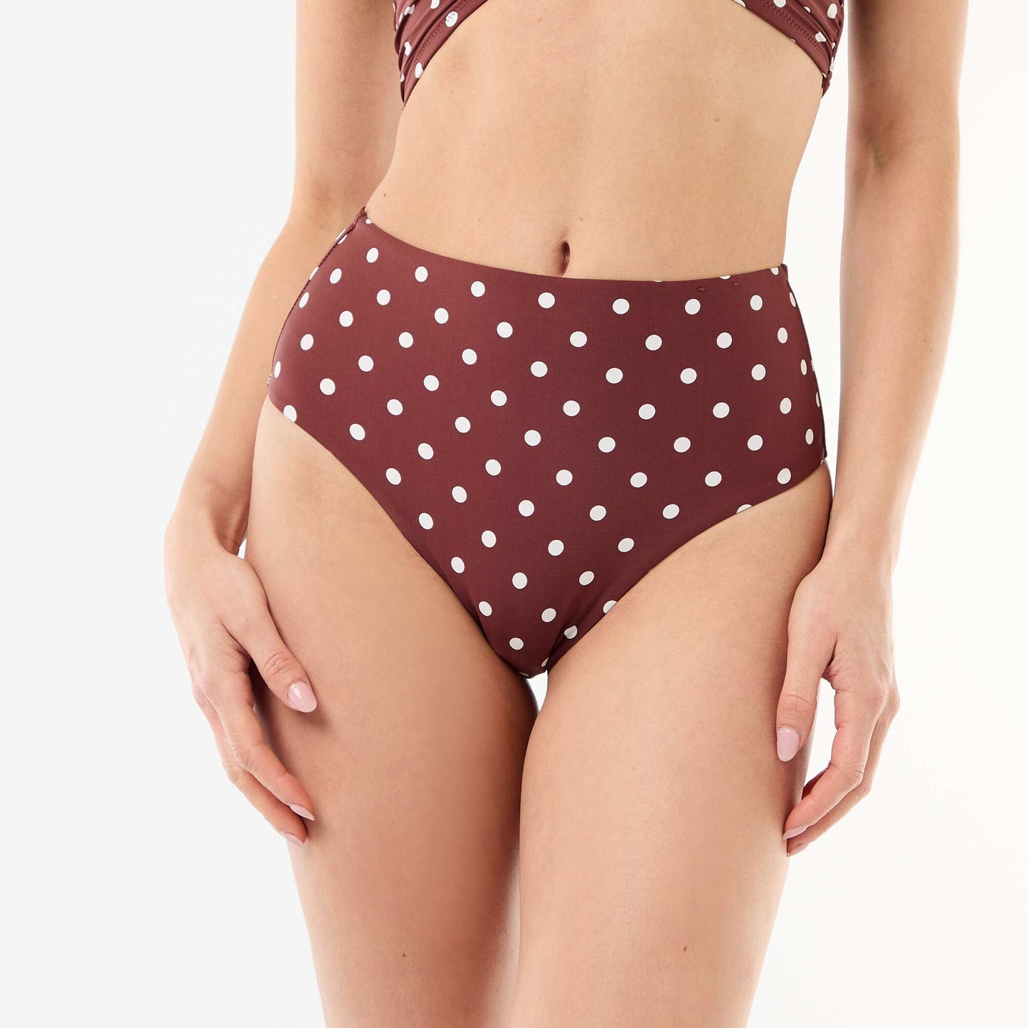 High-waisted shapewear bikini bottoms BROWN
