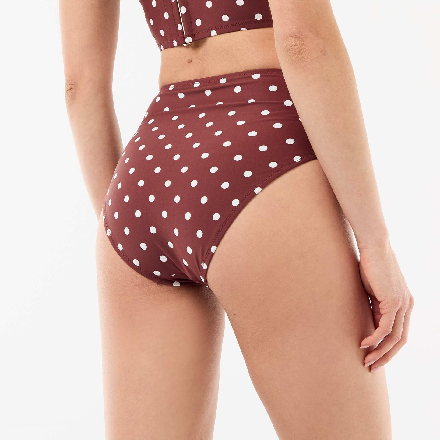 High-waisted shapewear bikini bottoms BROWN