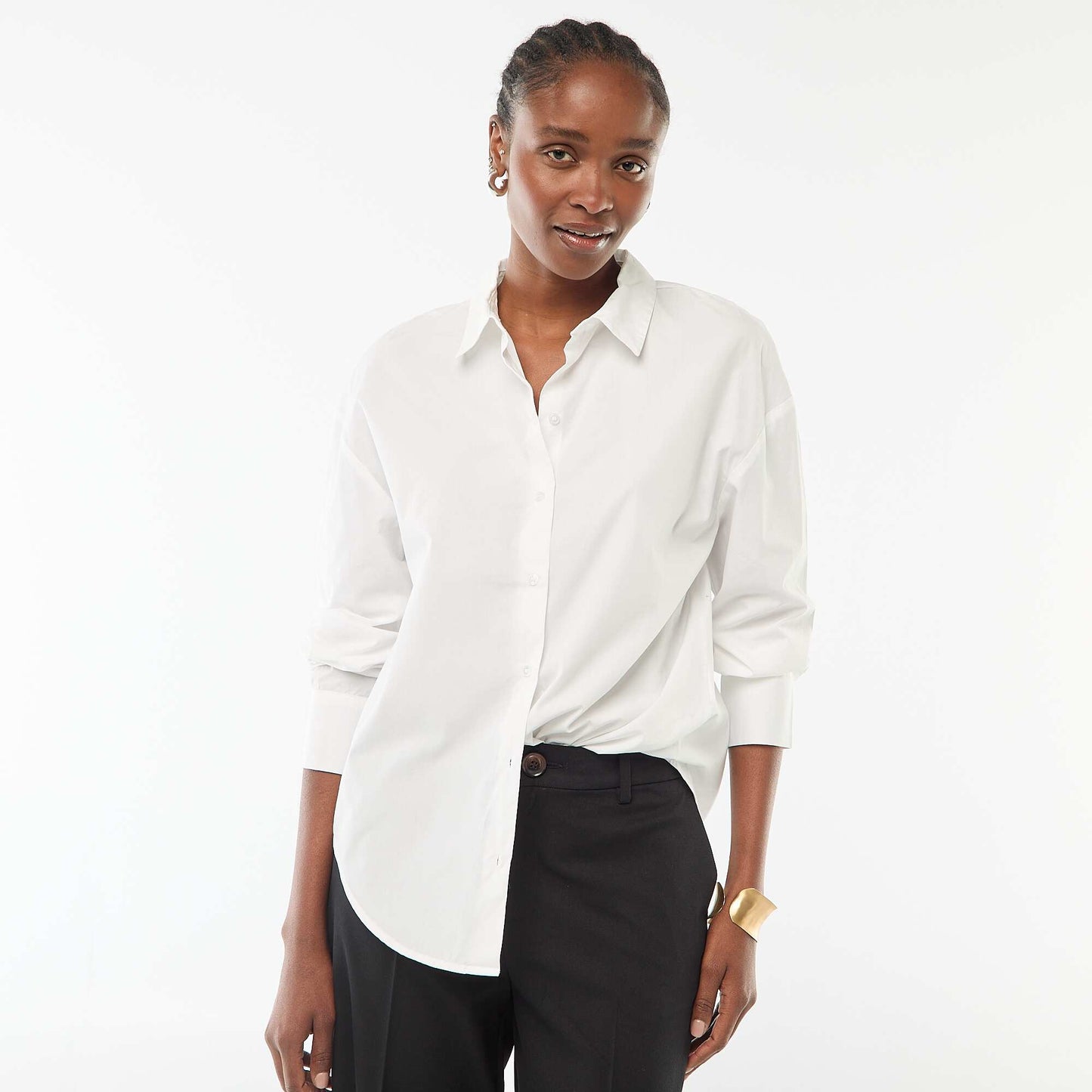 Long-Sleeved Poplin Shirt WHITE