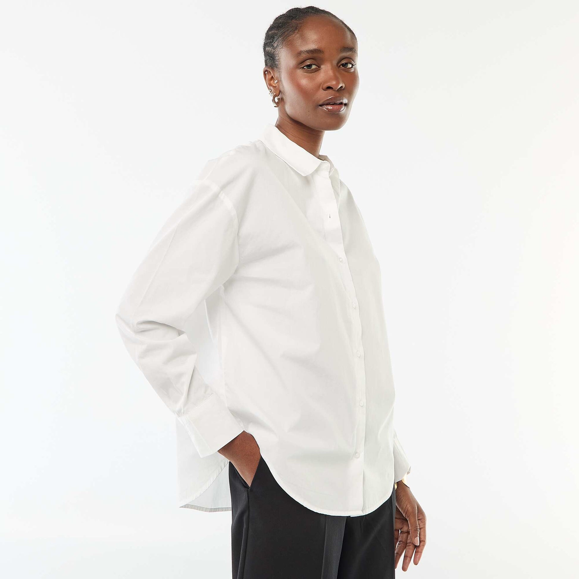 Long-Sleeved Poplin Shirt WHITE