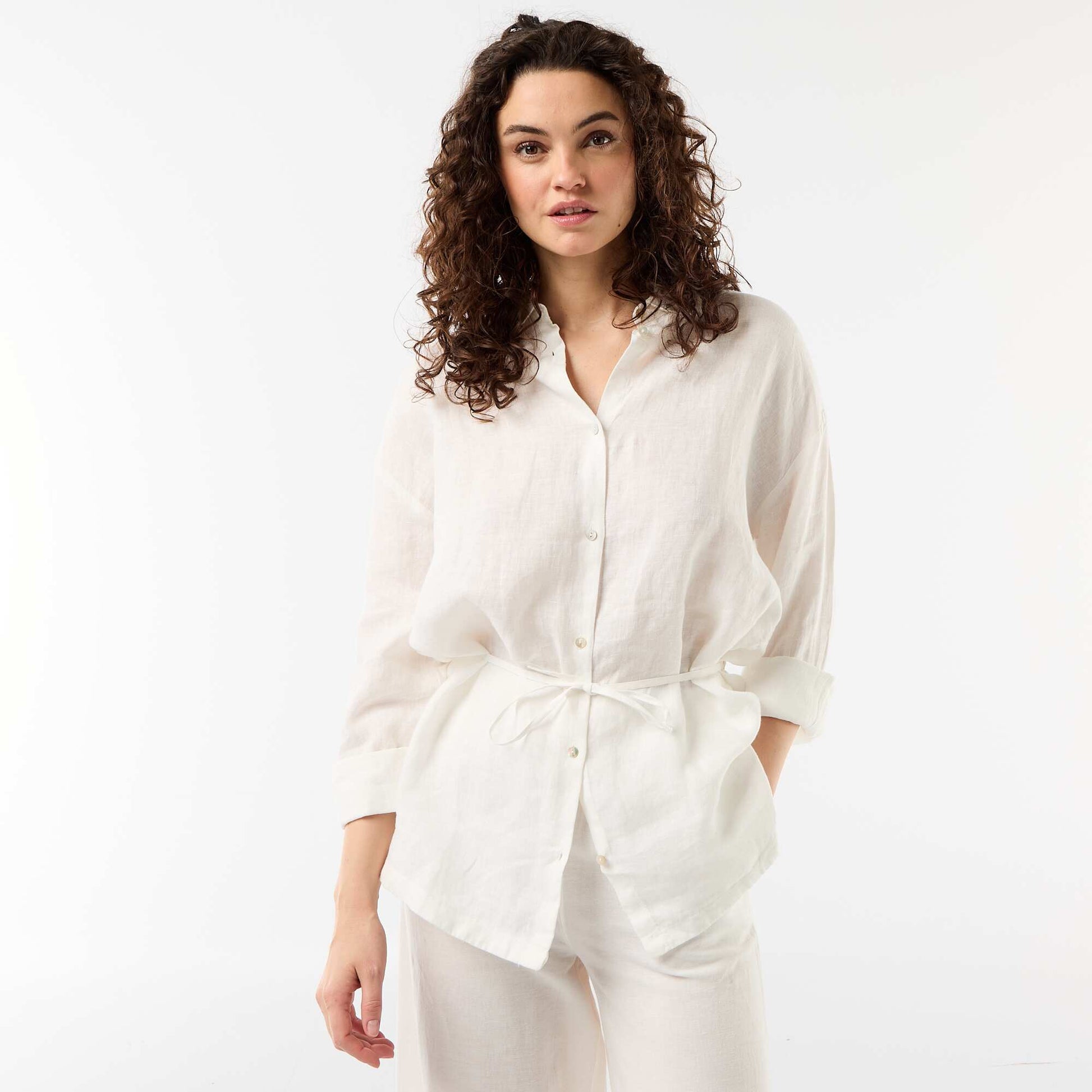 Long Plain Shirt WHITE