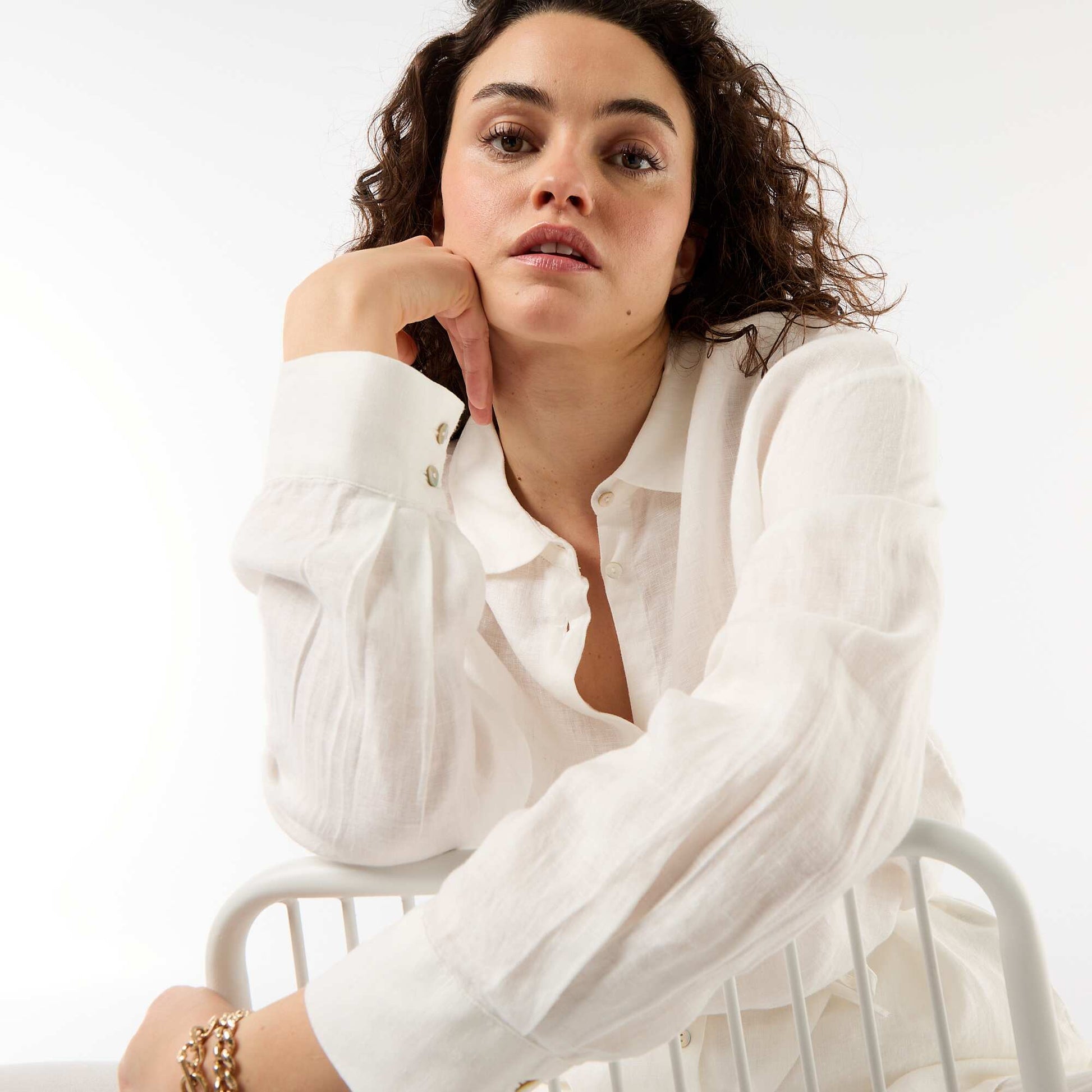 Long Plain Shirt WHITE