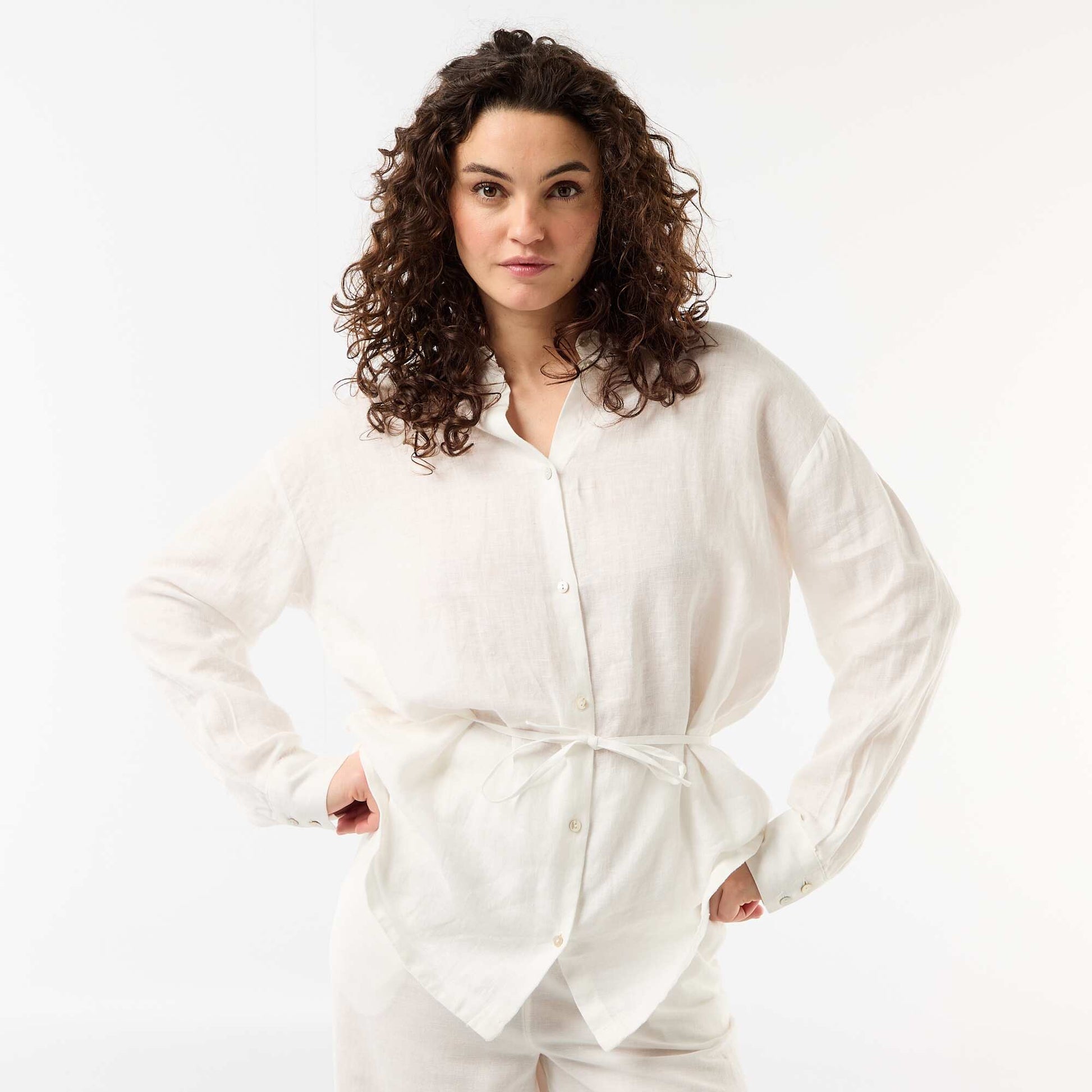 Long Plain Shirt WHITE