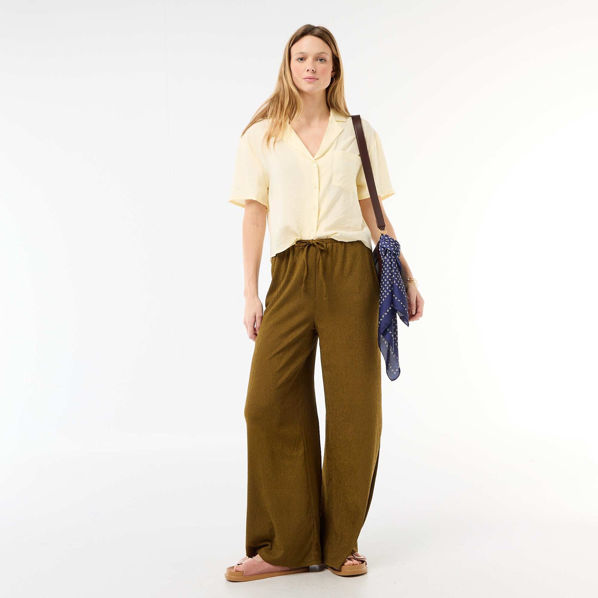 Short-Sleeved Flowy Blouse YELLOW