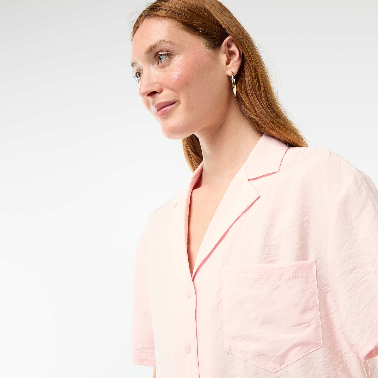 Short-Sleeved Flowy Blouse PINK
