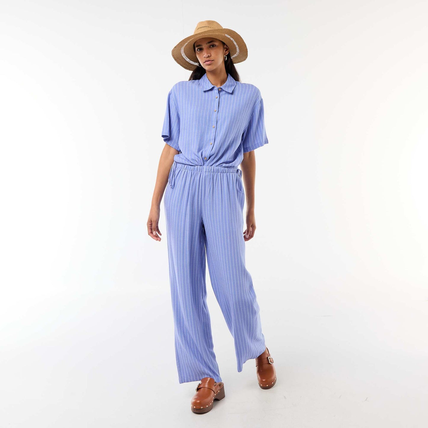 Short-Sleeved Solid Shirt BLUE