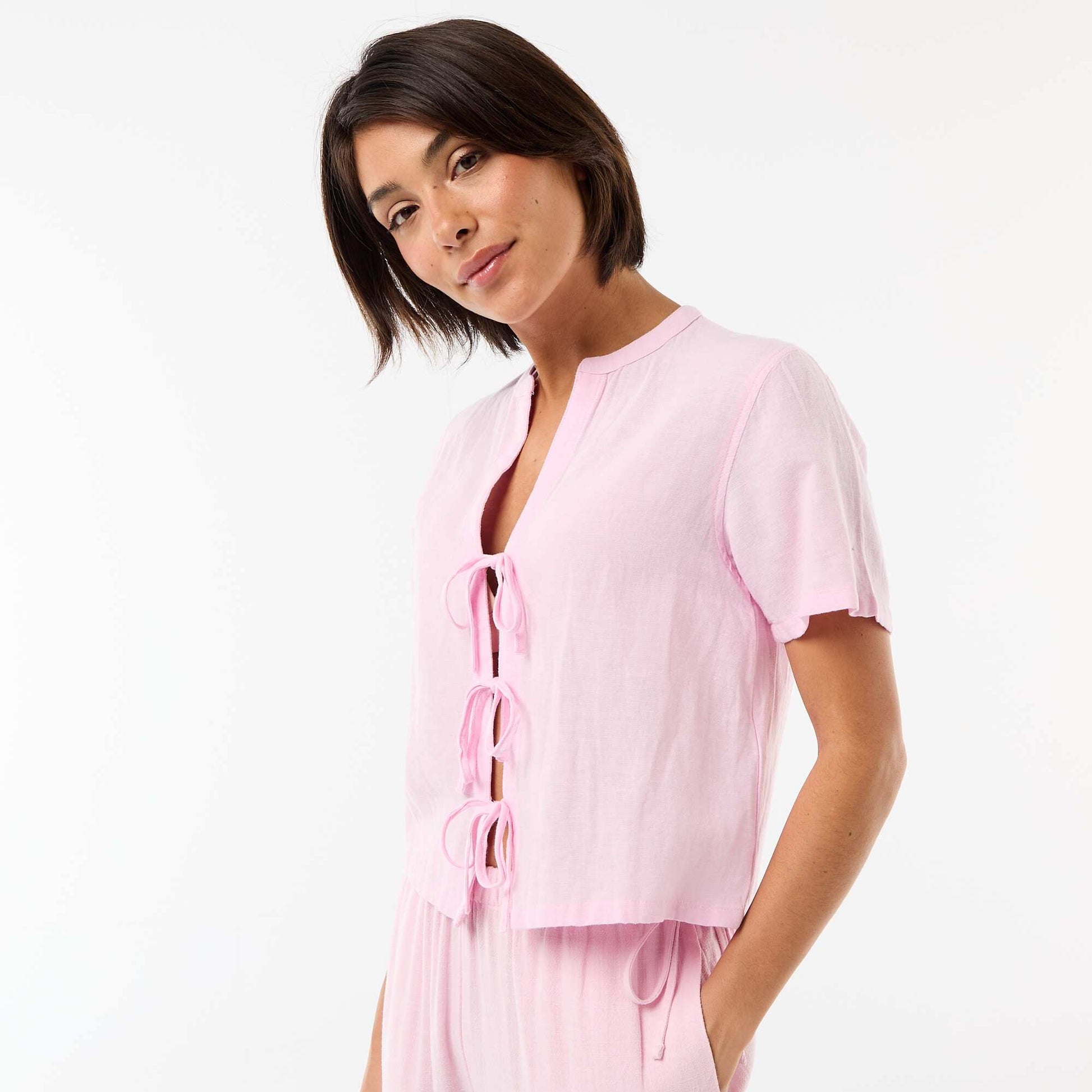 Knot-Detail Blouse PINK