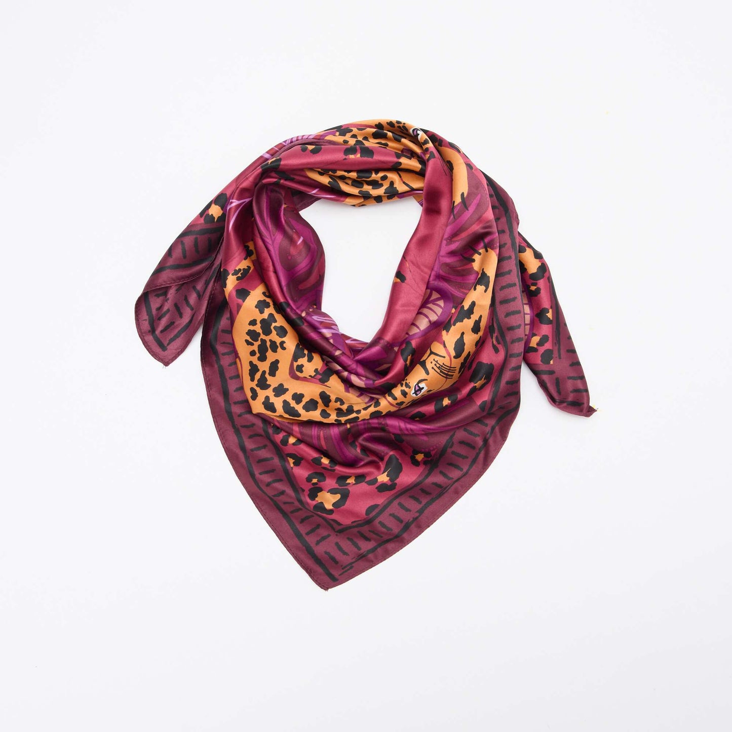 Large Square Scarf with Print BROWN
