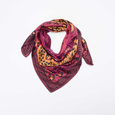 Large Square Scarf with Print BROWN