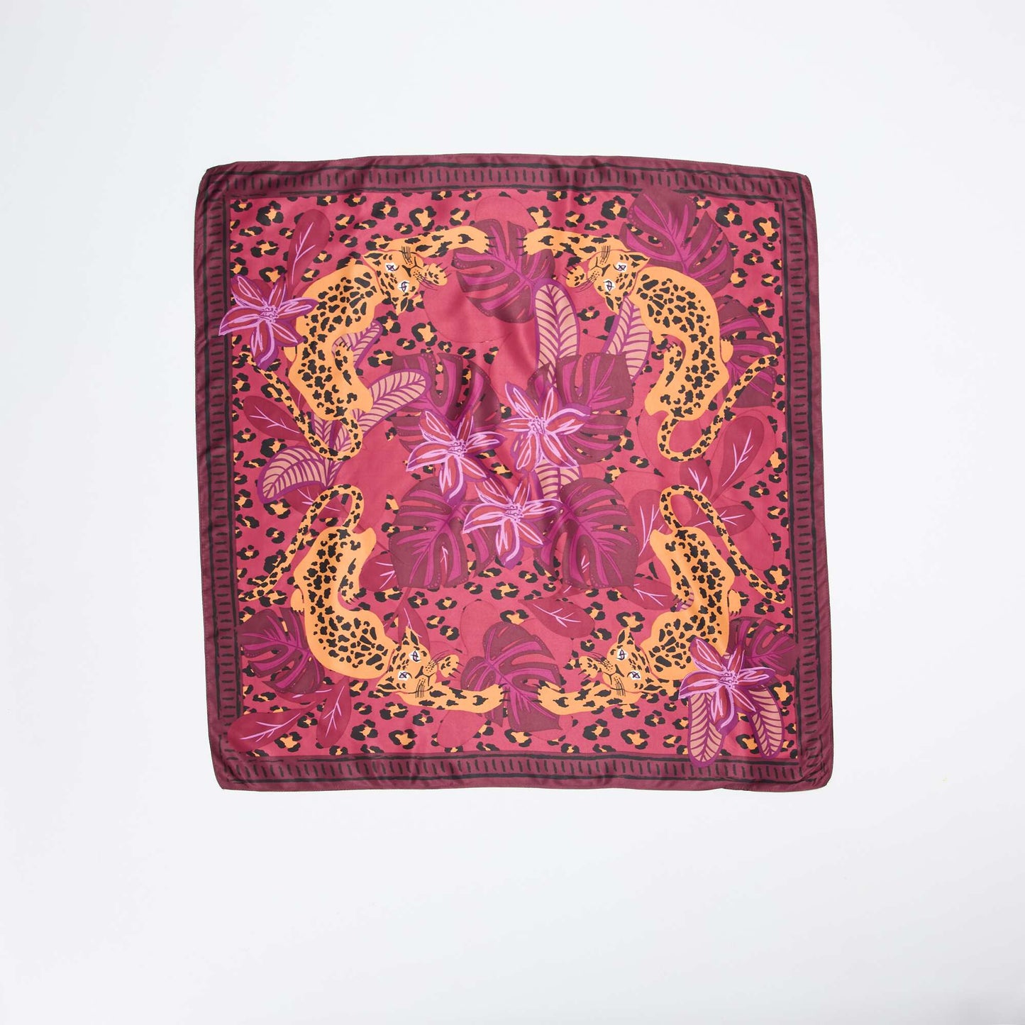 Large Square Scarf with Print BROWN