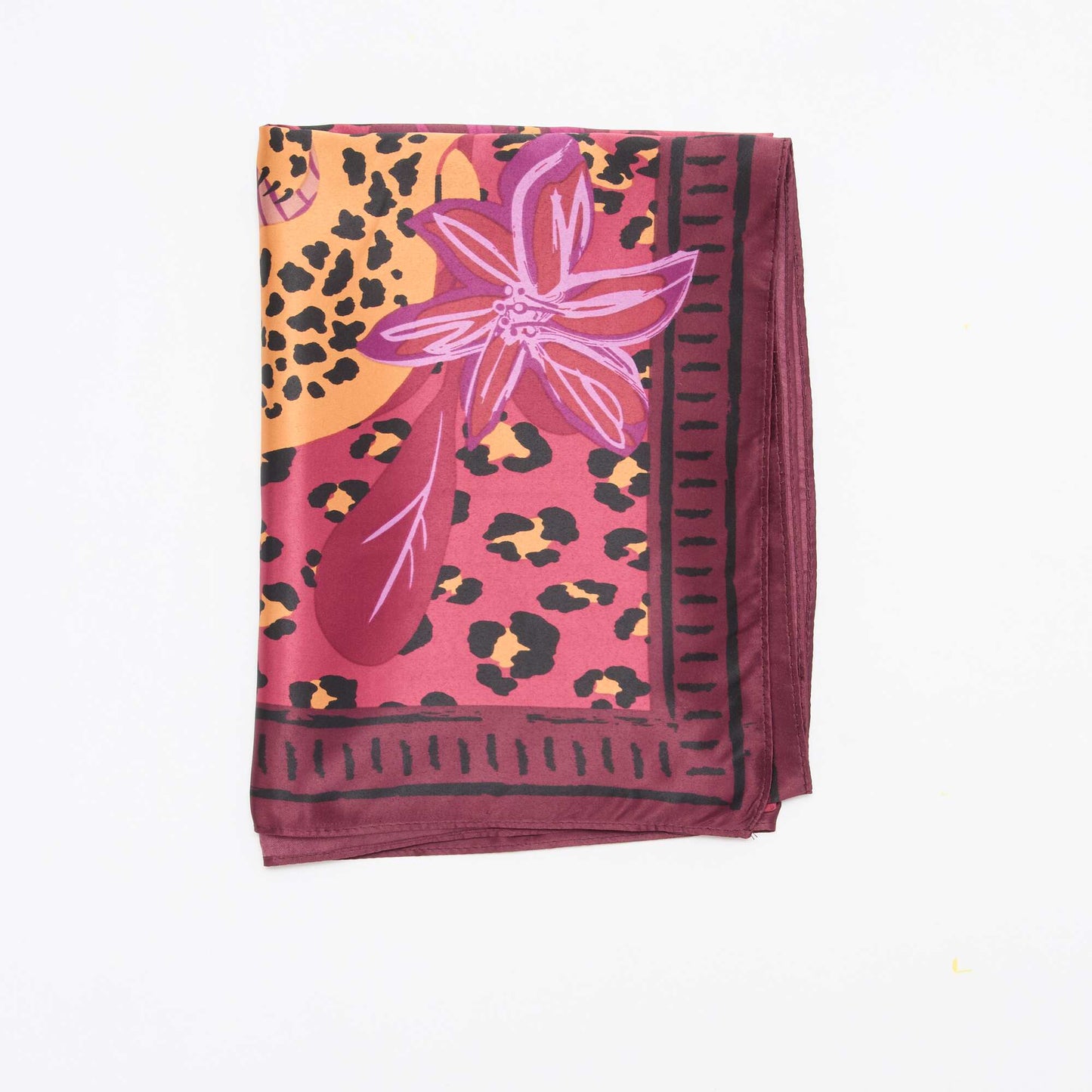 Large Square Scarf with Print BROWN