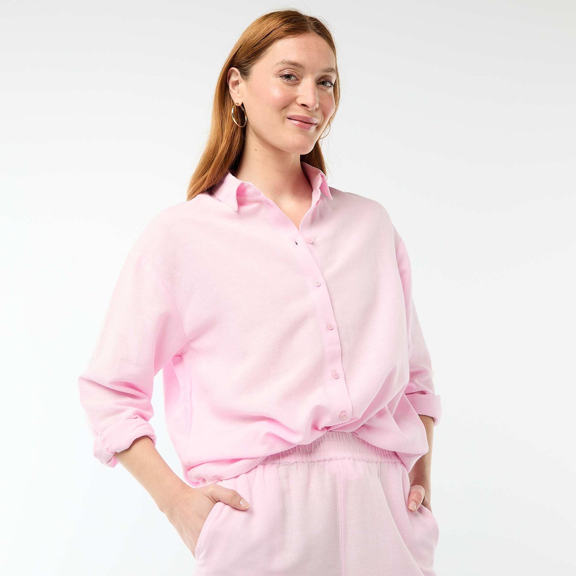 Blended Linen Shirt PINK
