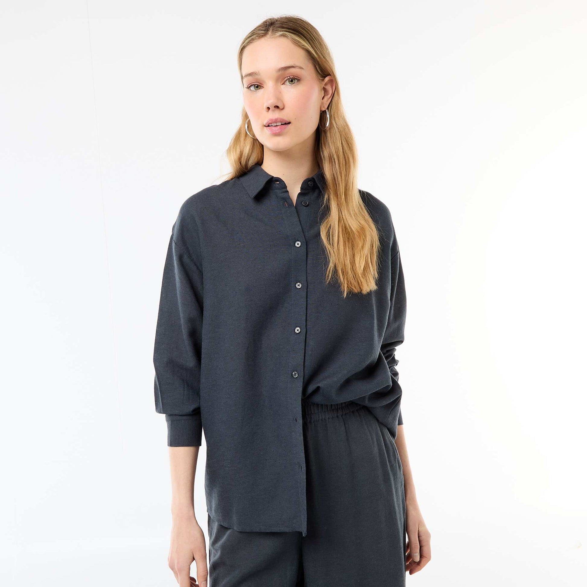 Blended Linen Shirt BLUE