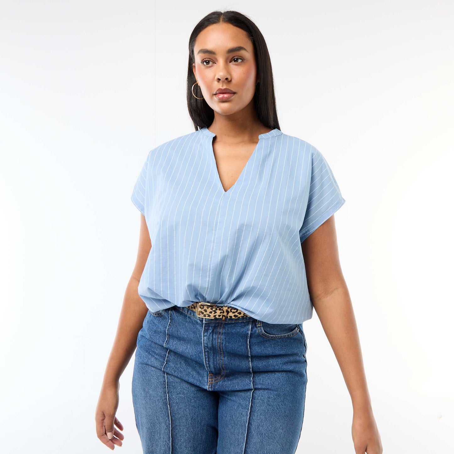 Lightweight Short-Sleeve Blouse BLUE
