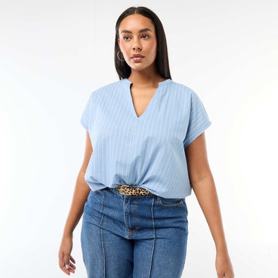 Lightweight Short-Sleeve Blouse BLUE