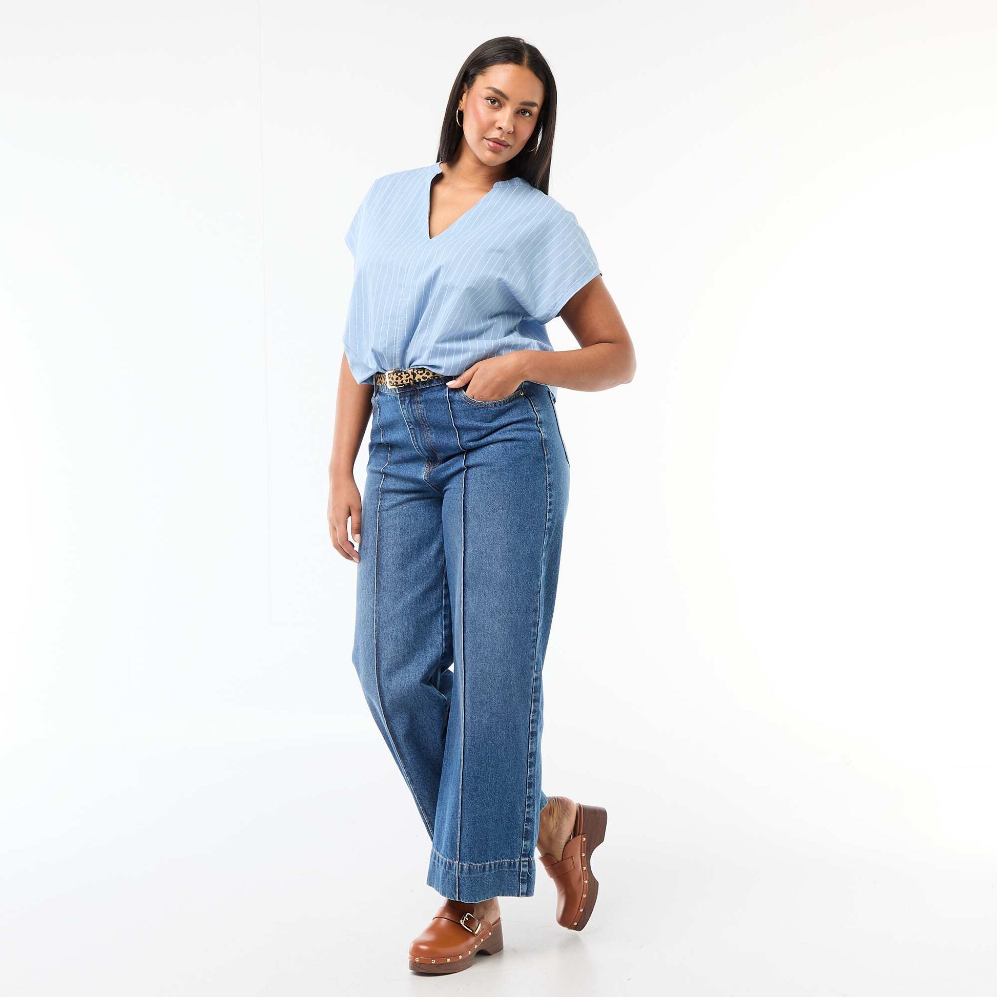 Lightweight Short-Sleeve Blouse BLUE